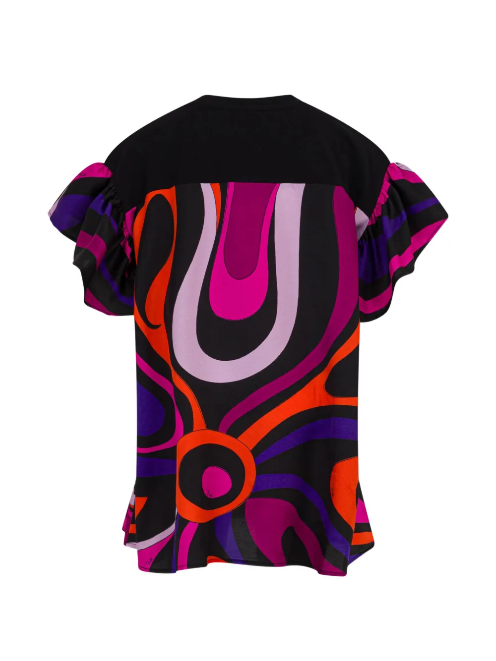 PUCCI Junior Jurk met Marmo-print en ruches Zwart