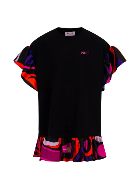 PUCCI Junior Marmo-print ruffled dress