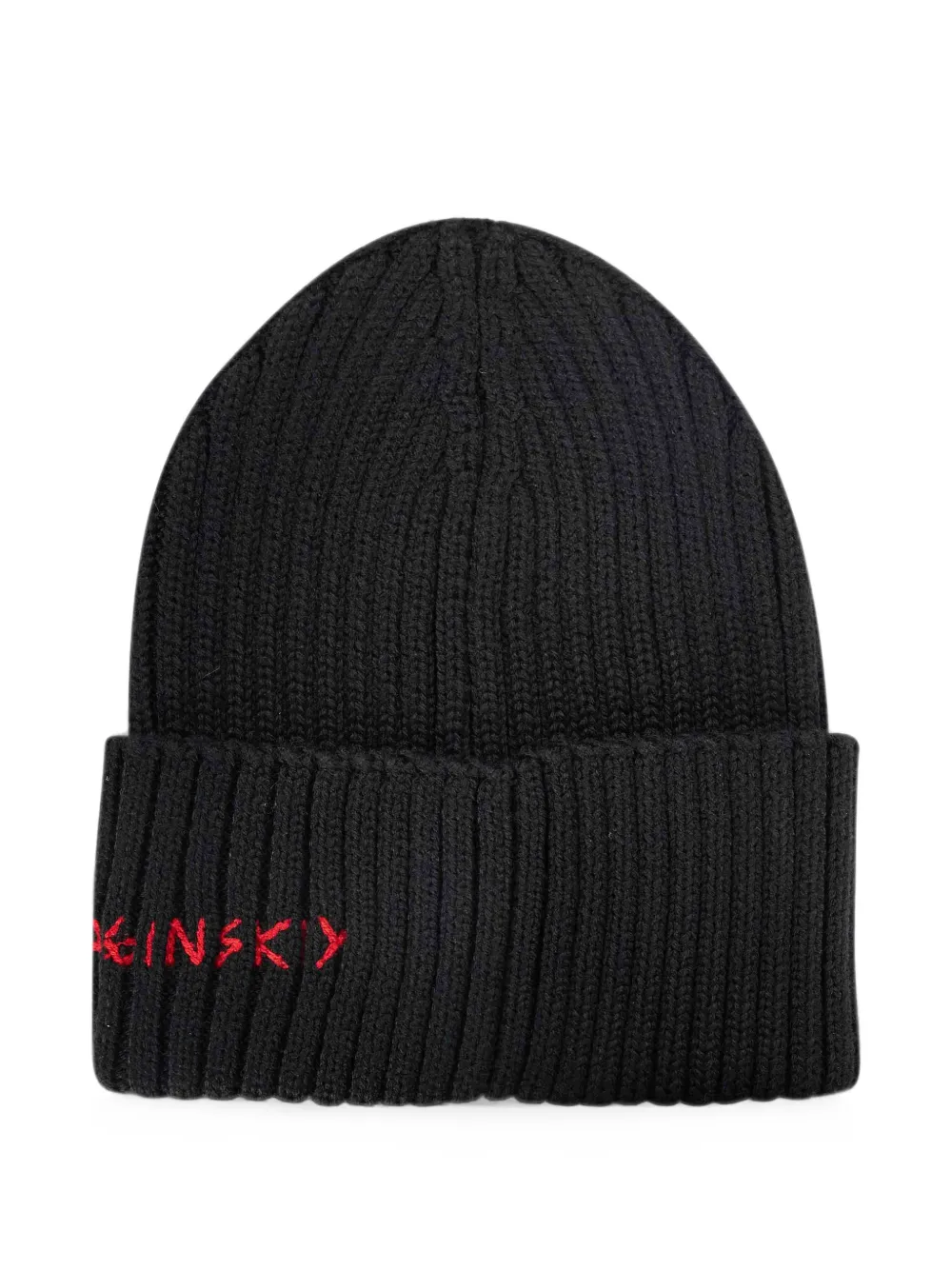 Ruslan Baginskiy logo-embroidered ribbed beanie hat Zwart
