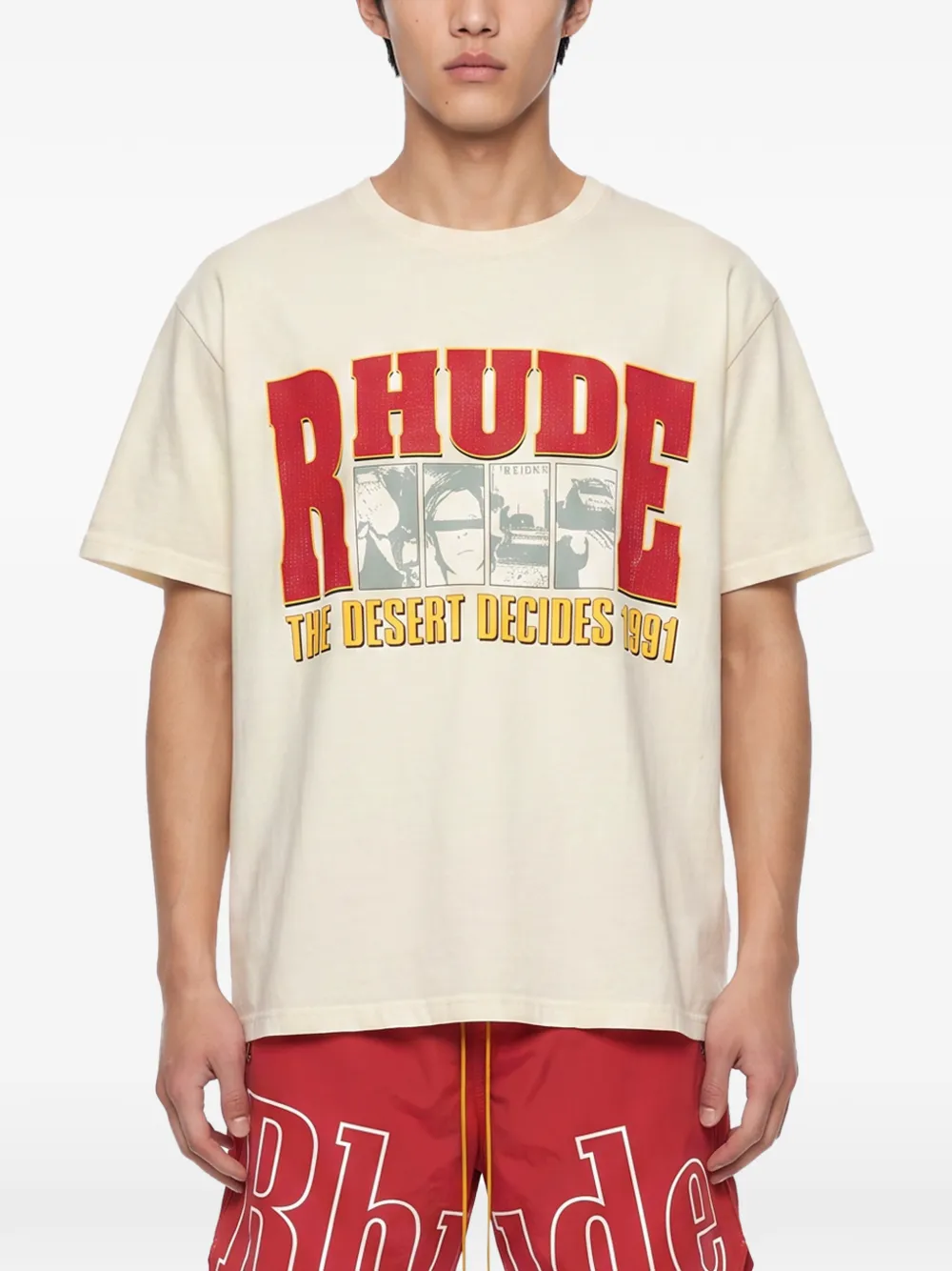RHUDE Katoenen T-shirt met grafische print Beige