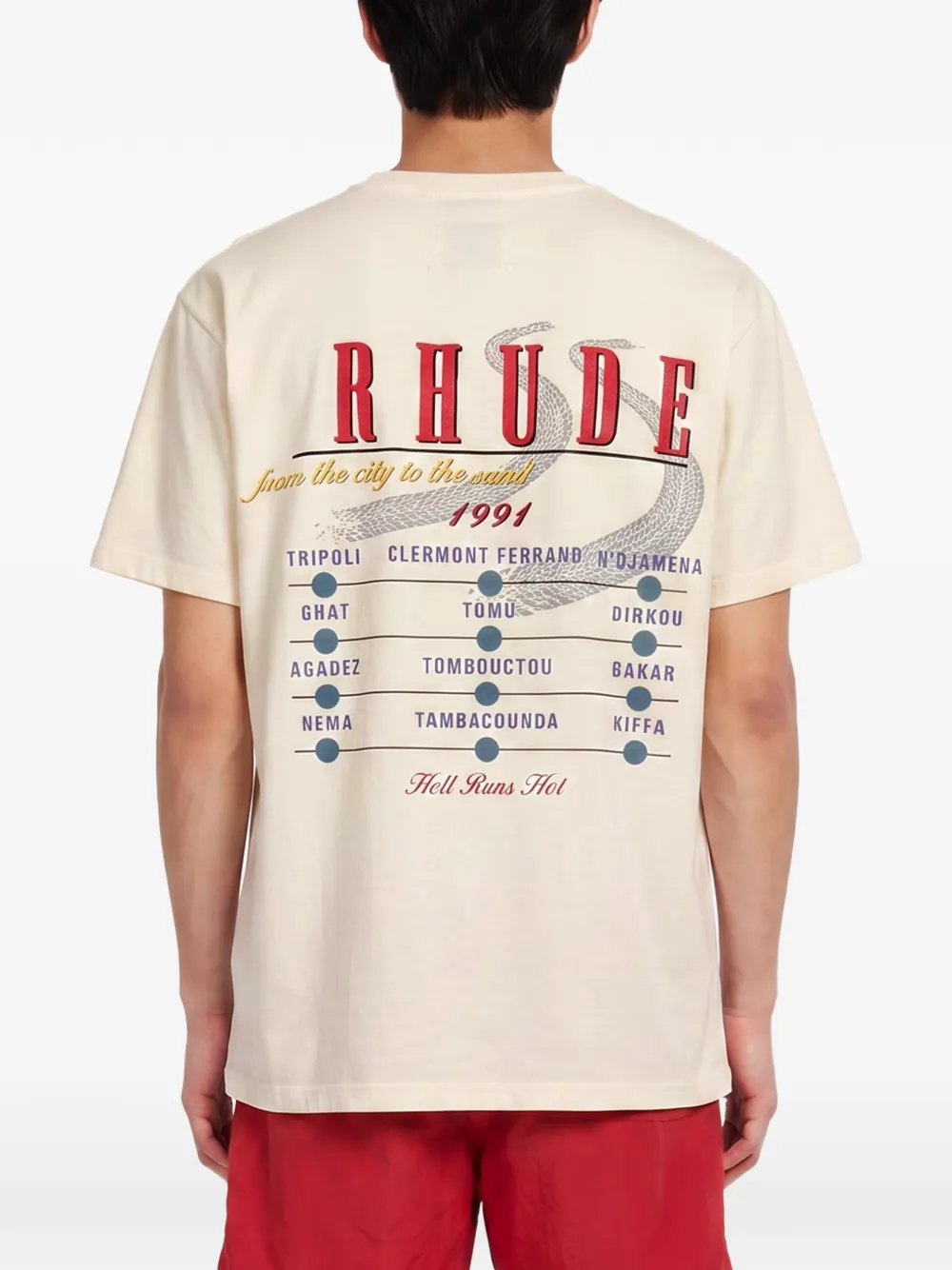 RHUDE Katoenen T-shirt met grafische print Beige