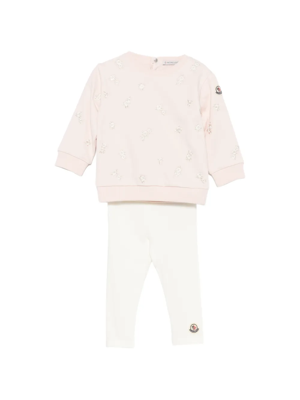 Moncler Enfant Trainingspak met geborduurde bloe Roze