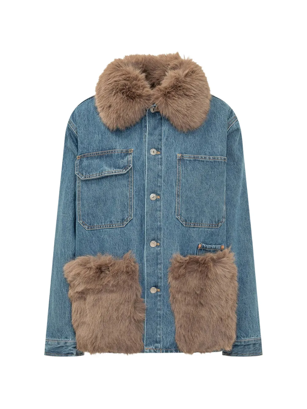 Ava Adore faux-fur trim denim jacket