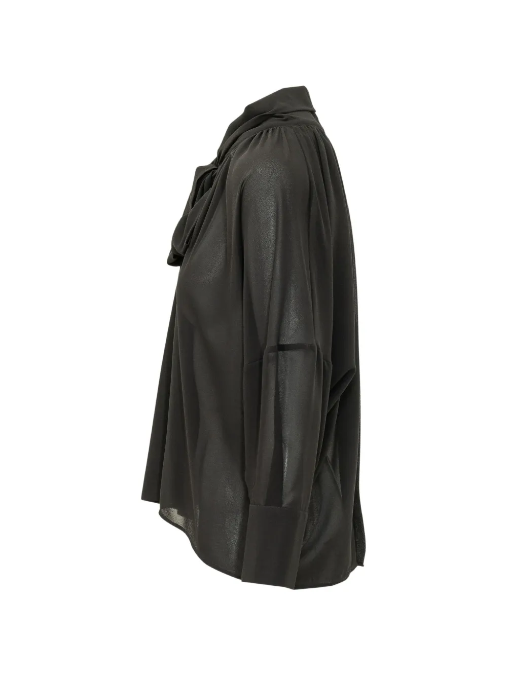 LE SULLY STUDIO Semi-doorzichtige blouse met strik Zwart