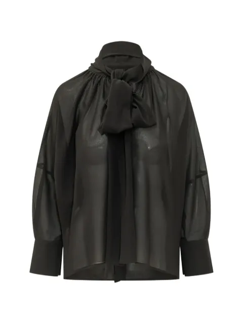 LE SULLY STUDIO pussy-bow semi-sheer blouse
