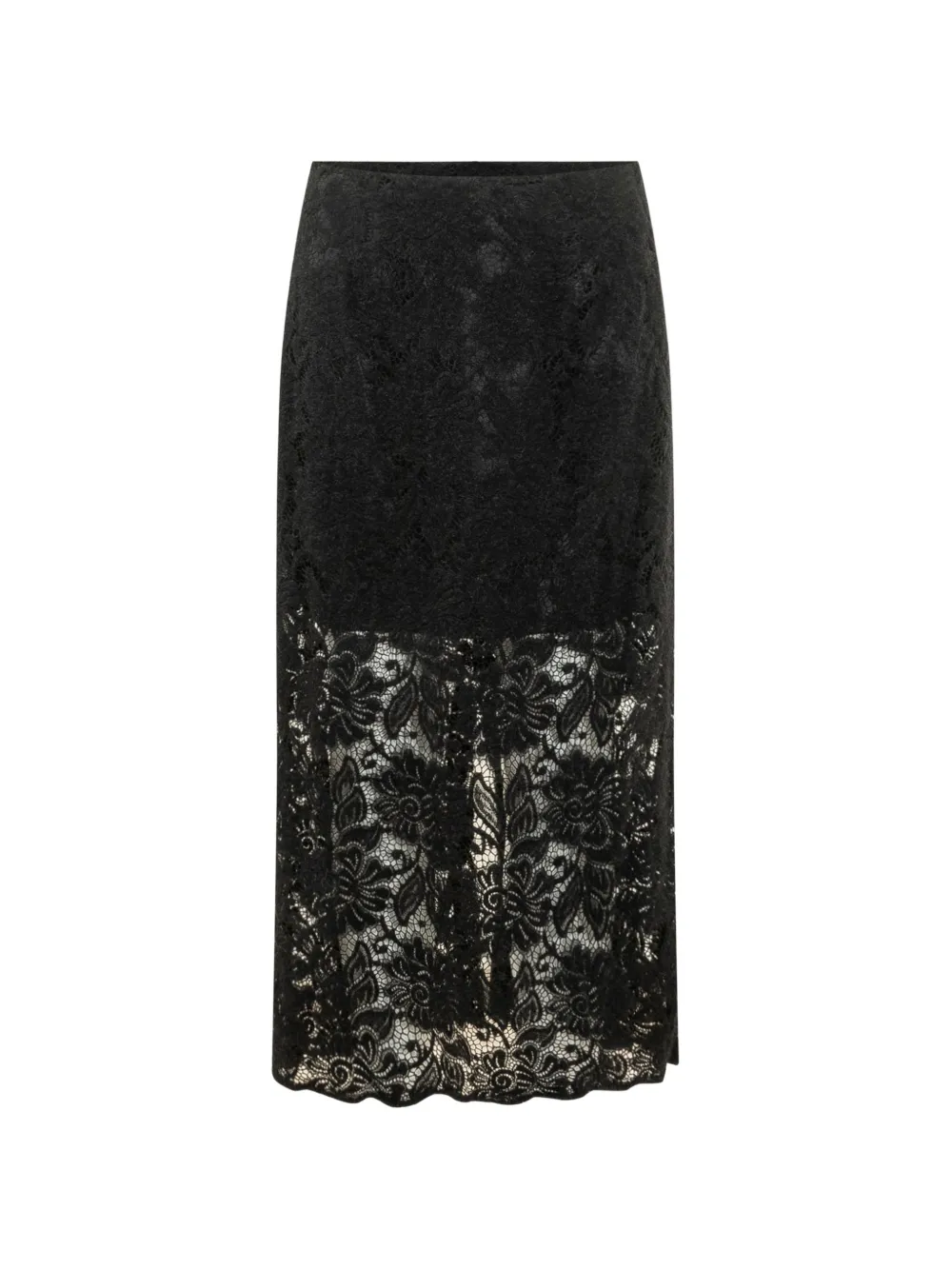 Le Sully Studio Floral-lace Midi Skirt In Schwarz