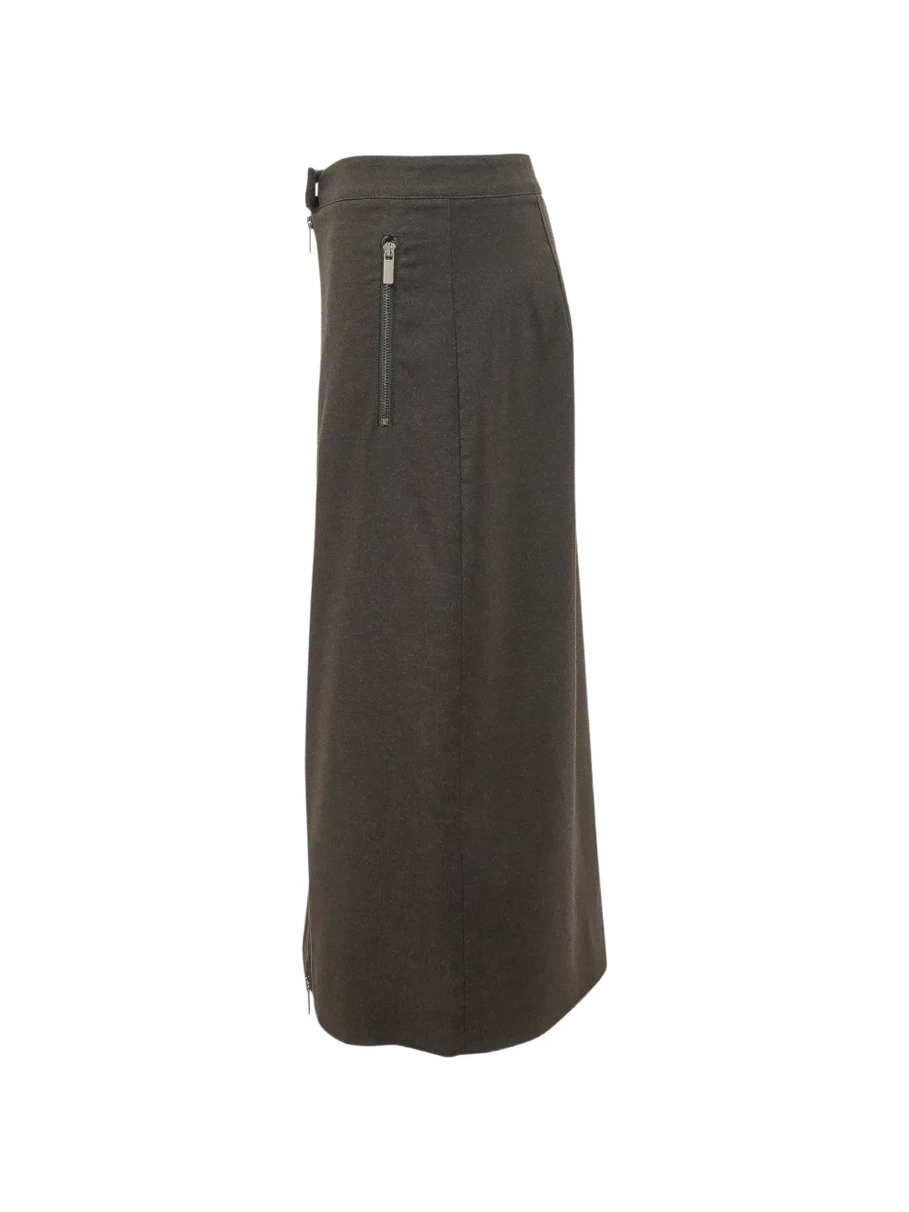 LE SULLY STUDIO Flanellen midi-rok met rits-detail Grijs