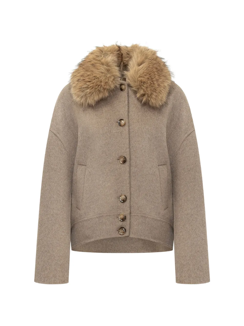 Ava Adore faux-fur collar button-up jacket