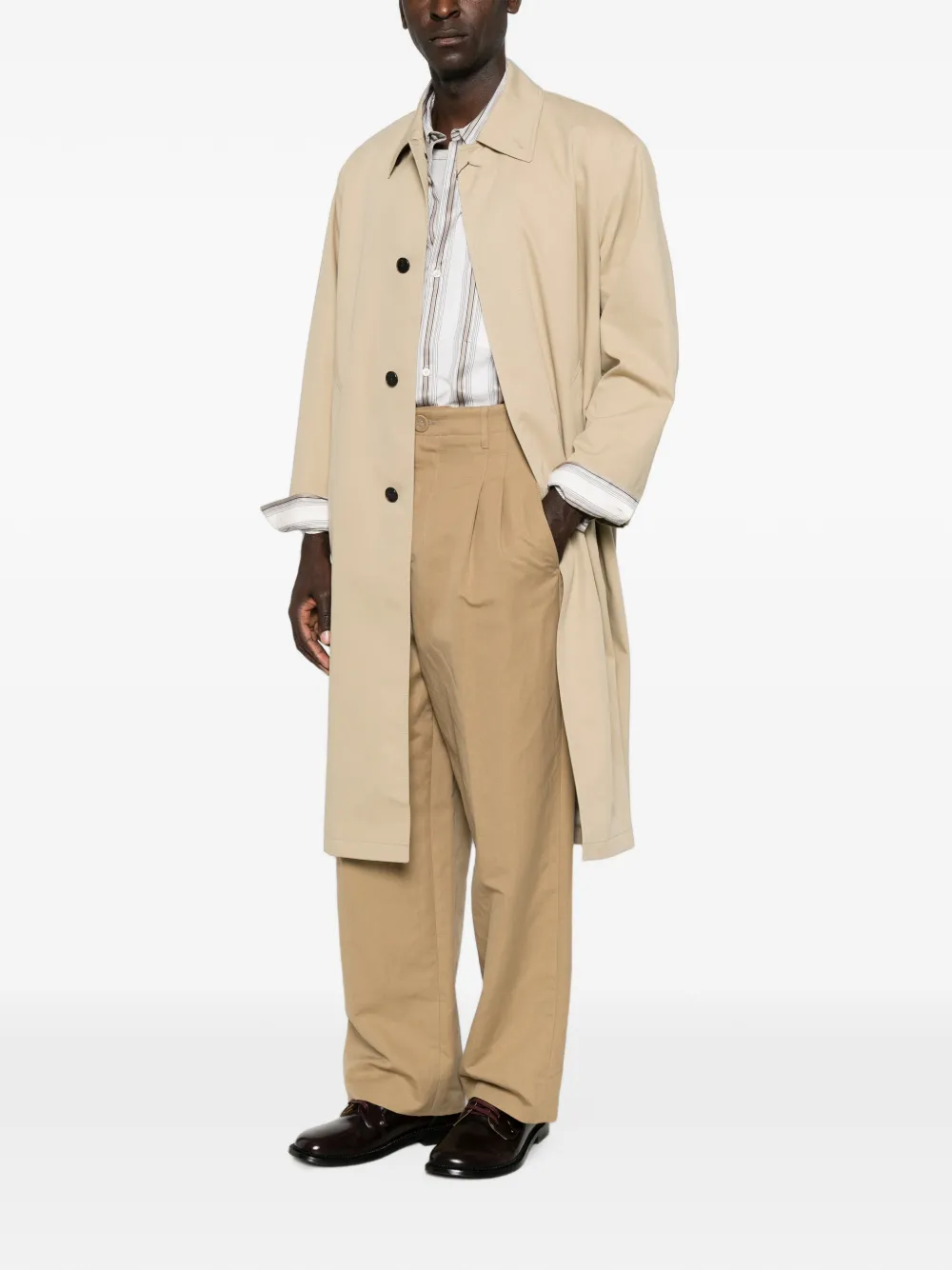 DUNST Trenchcoat met enkele rij knopen Beige
