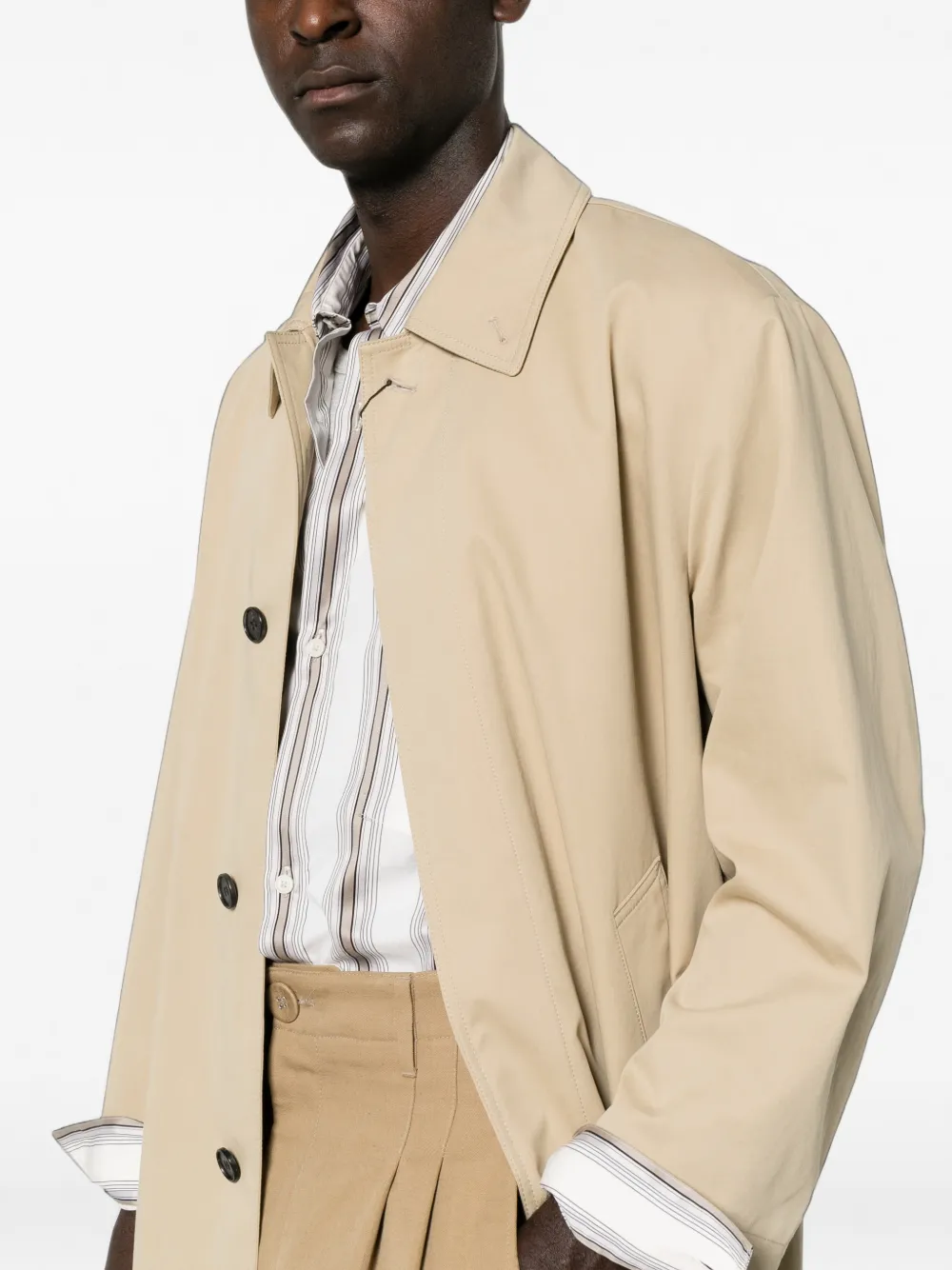DUNST Trenchcoat met enkele rij knopen Beige