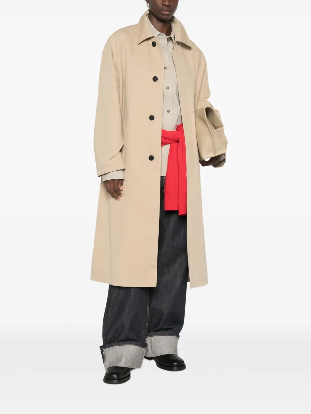 DUNST Trenchcoat met enkele rij knopen Beige