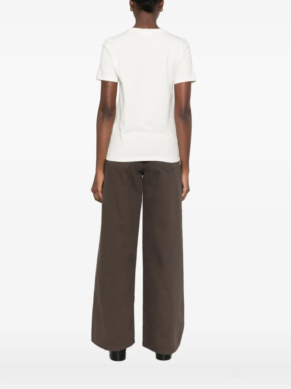 Maison Kitsuné T-shirt met vossenkop Beige