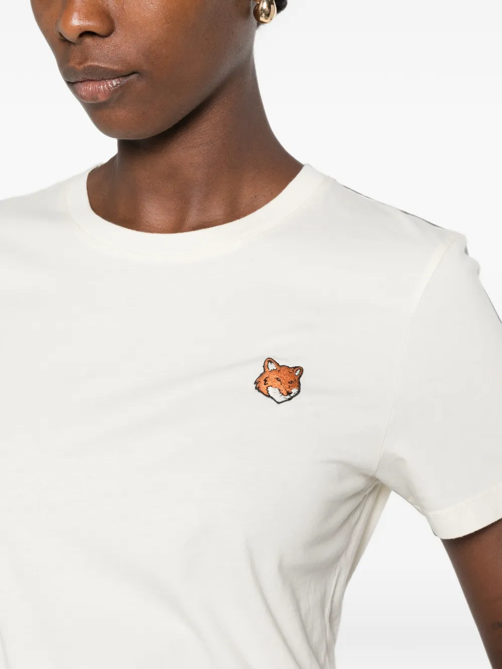 Maison Kitsuné T-shirt met vossenkop Beige