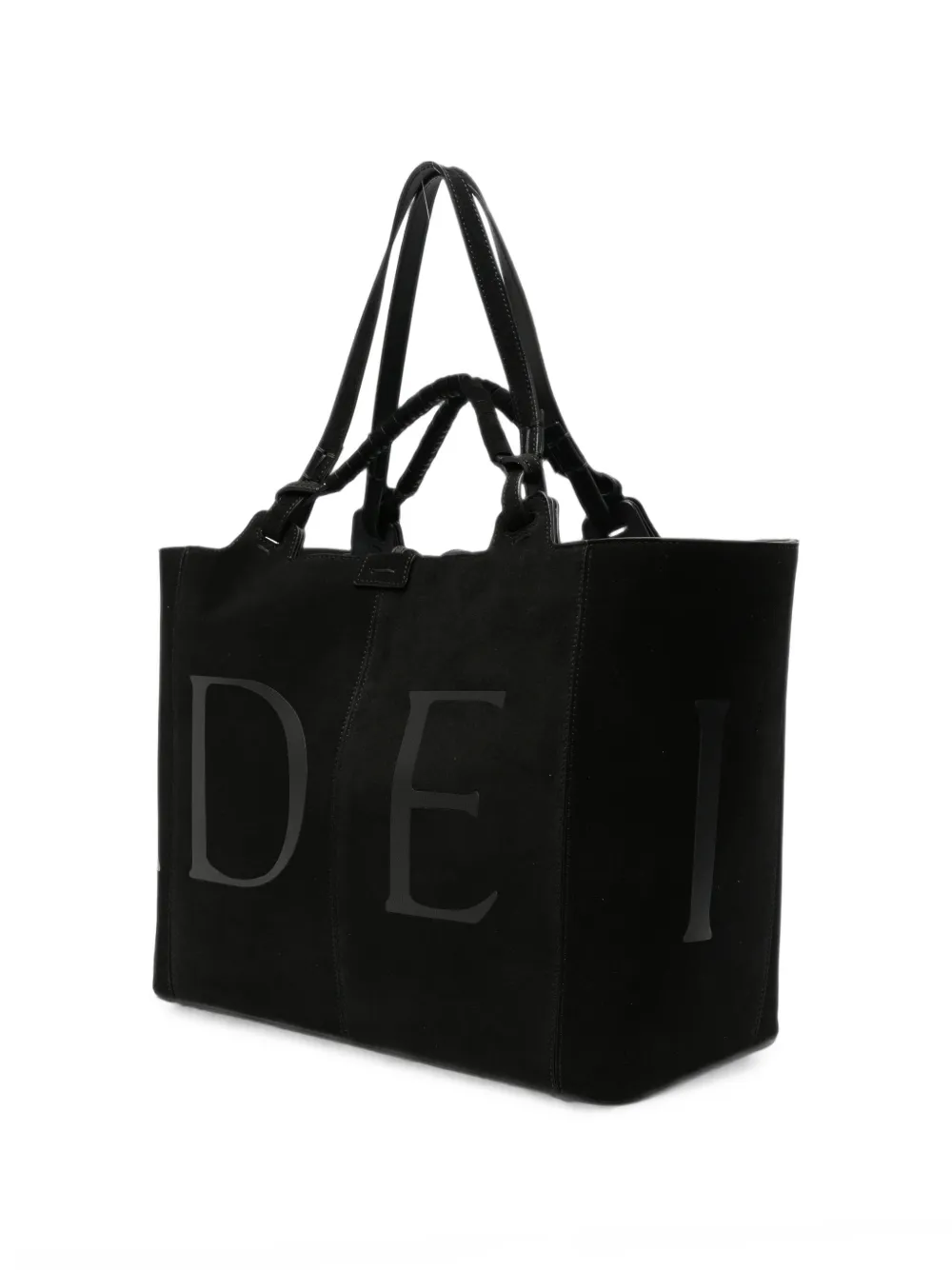 Casadei Galleria leren shopper met logoprint Zwart