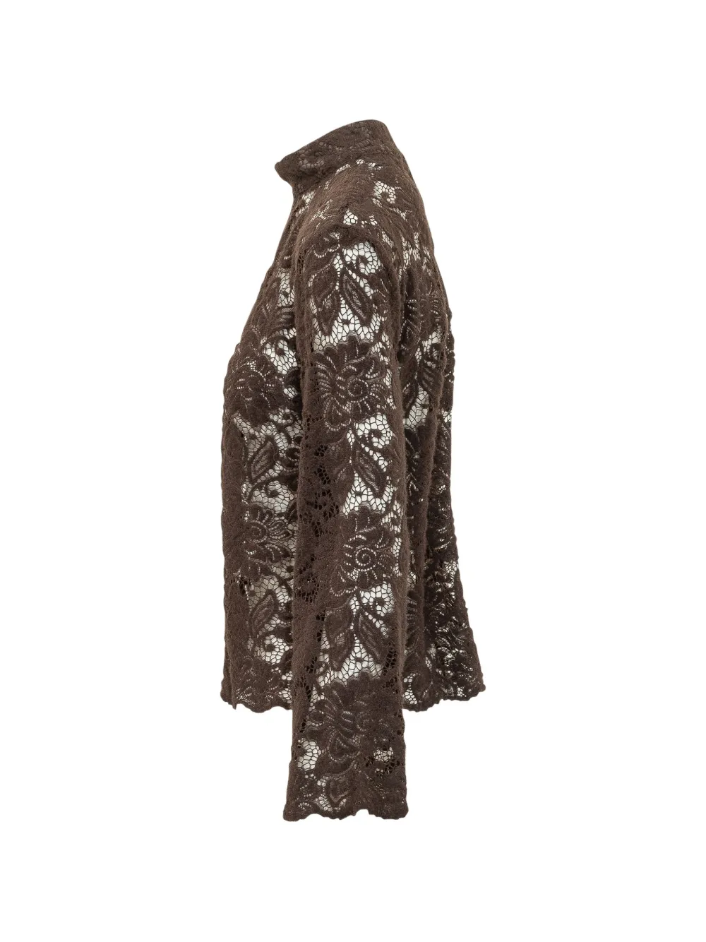 LE SULLY STUDIO Blouse met bloemenkant Bruin