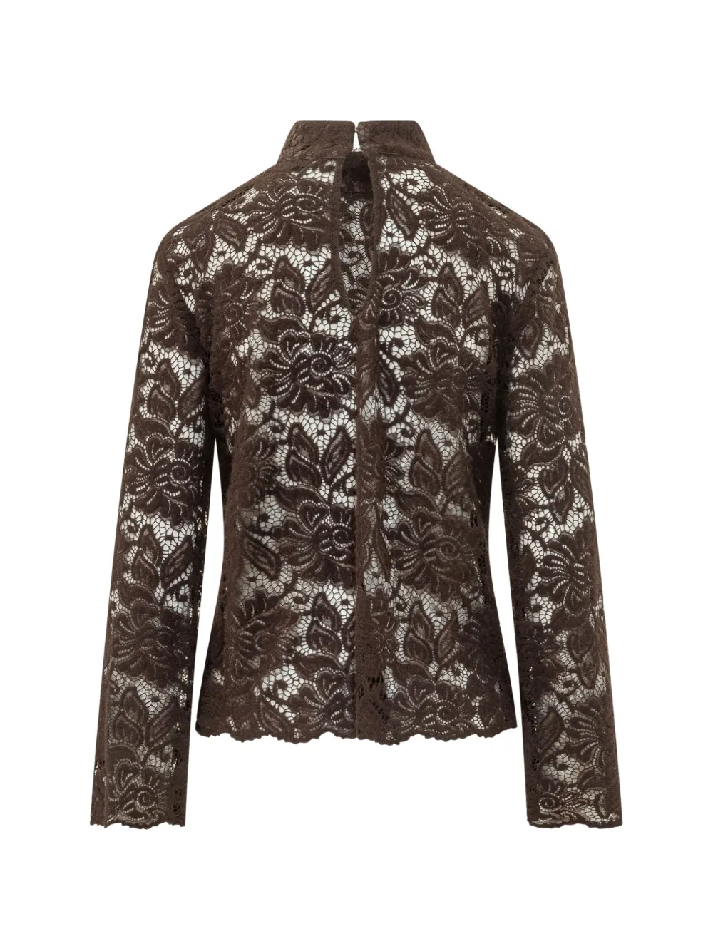 LE SULLY STUDIO Blouse met bloemenkant Bruin