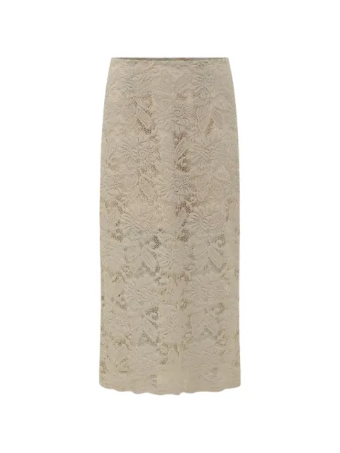LE SULLY STUDIO lace-overlay midi skirt