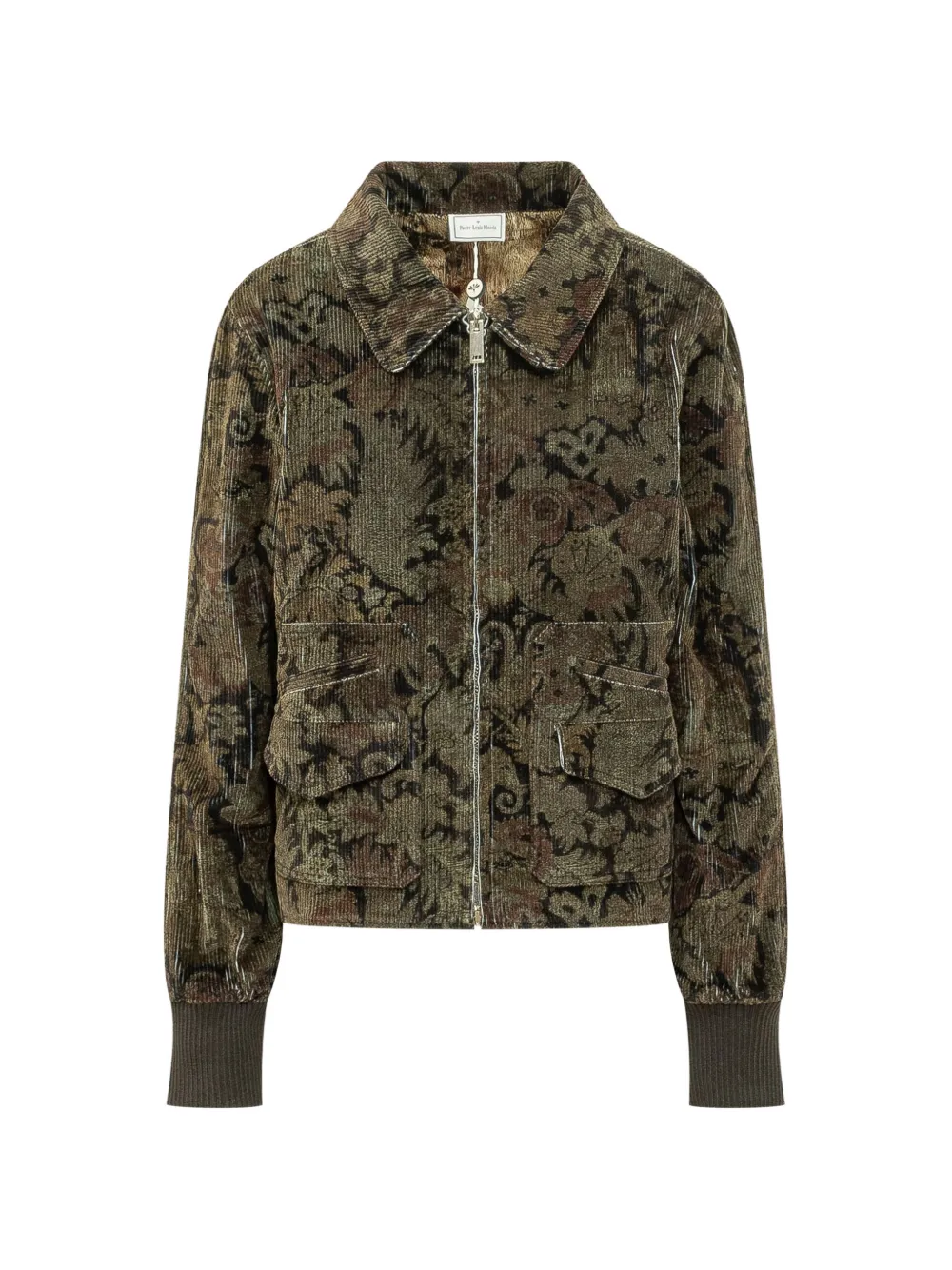 Pierre-Louis Mascia Gridox Cordjacke mit Blumenprint - Braun