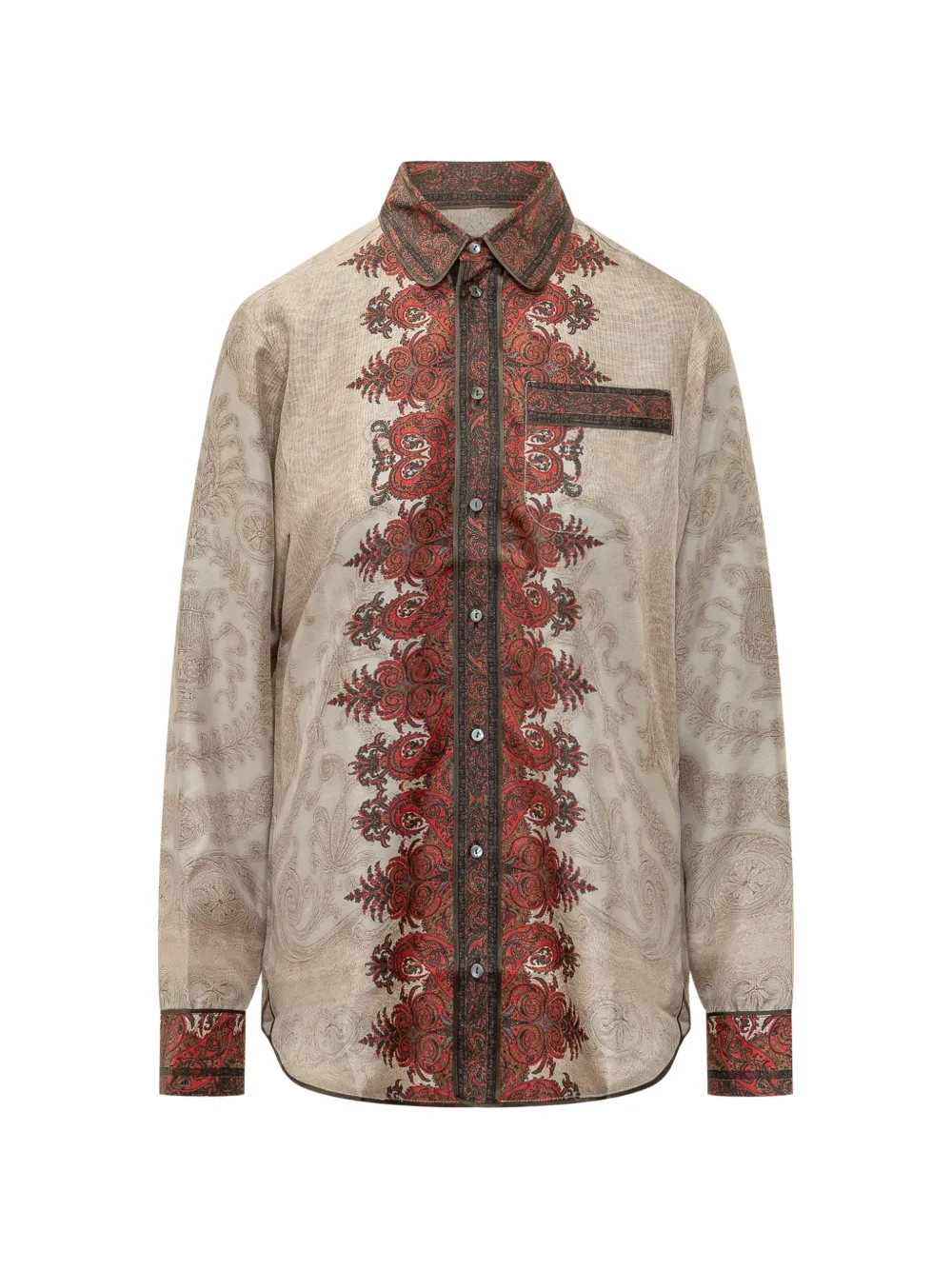Pierre-Louis Mascia Aloe zijden shirt met paisley-print Beige