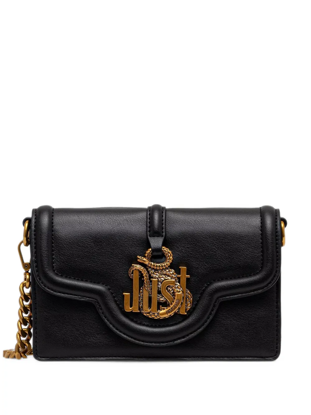 Just Cavalli snake-plaque chain-link clutch bag - Nero