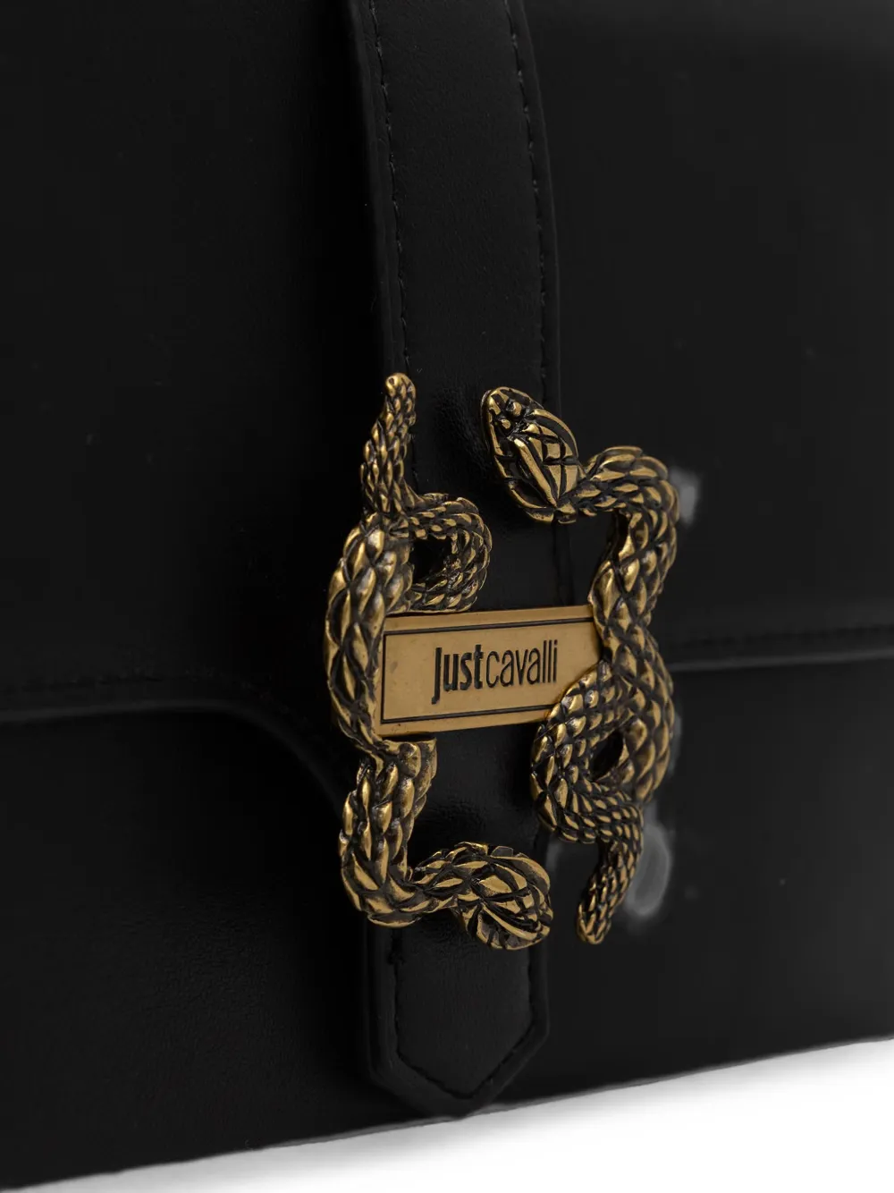Just Cavalli Mini-tas met slangenplakkaat Zwart
