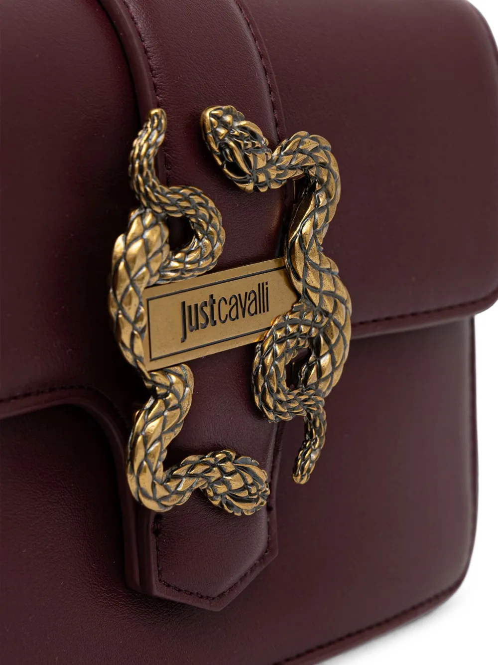 Just Cavalli snake-plaque leather shoulder bag Rood