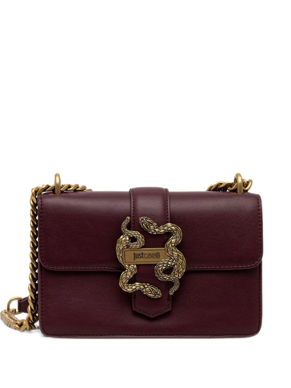 Just Cavalli snake-plaque leather shoulder bag - Rosso