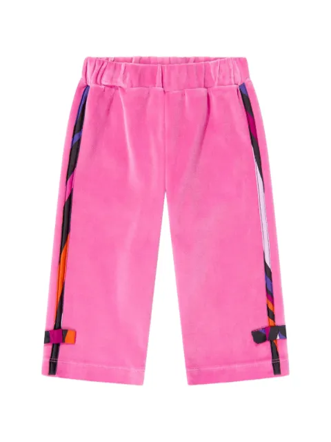 PUCCI Junior logo-embroidered velvet track pants