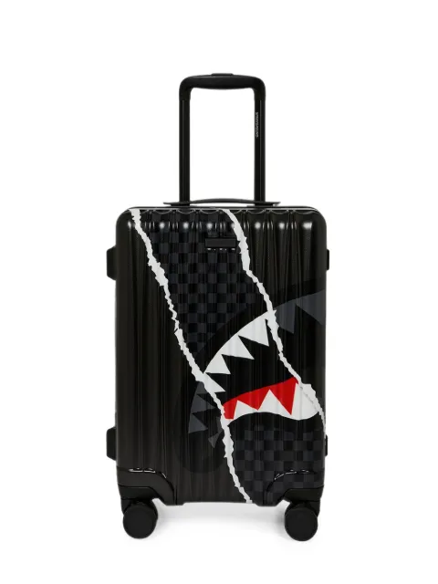 Sprayground Shark Slash check-pattern shark-print carry-on luggage