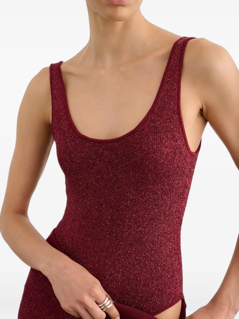 Toccin Top Sheila a coste con paillettes - Rosso