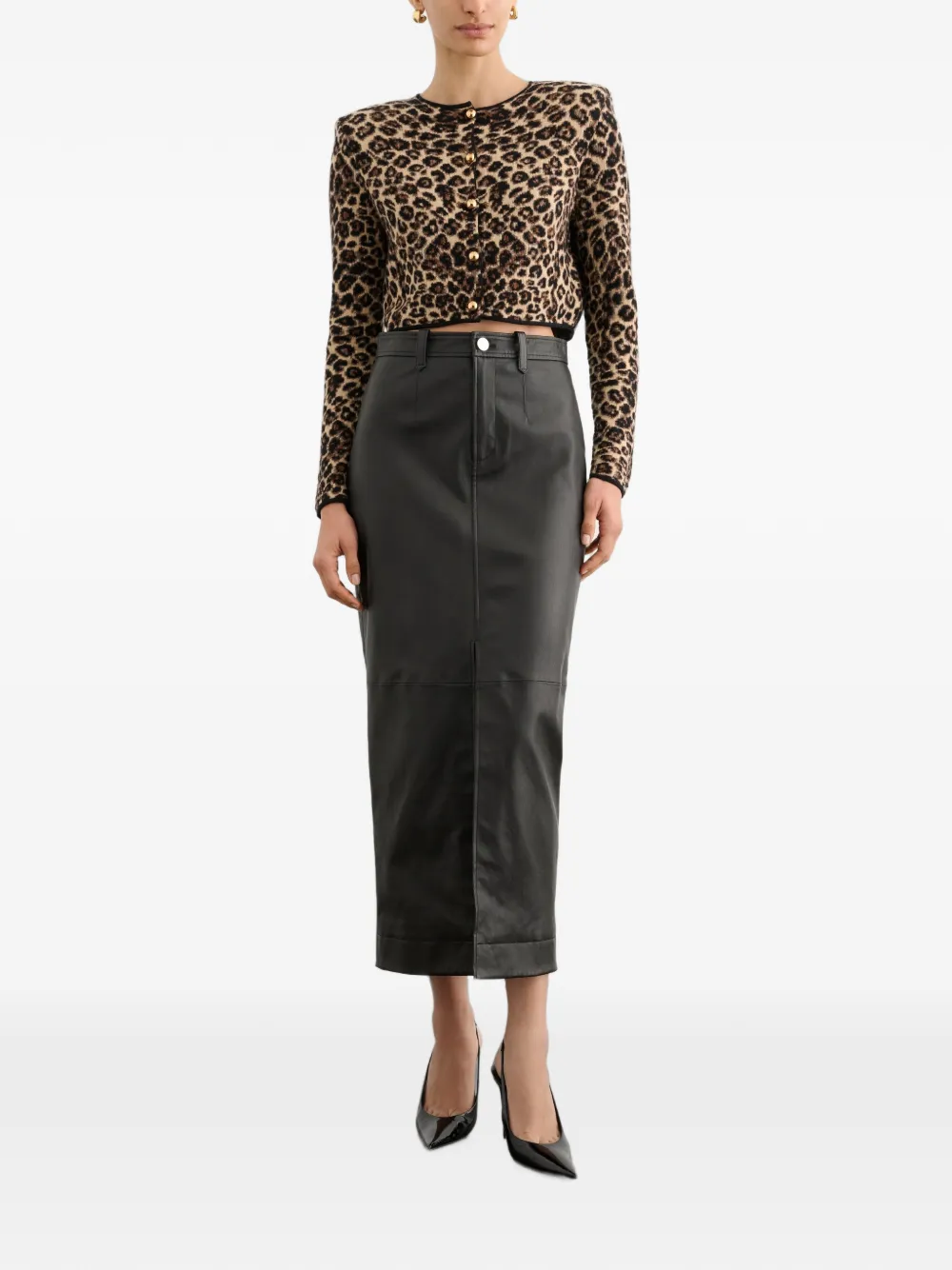 Toccin Indira cropped vest met luipaardprint Beige