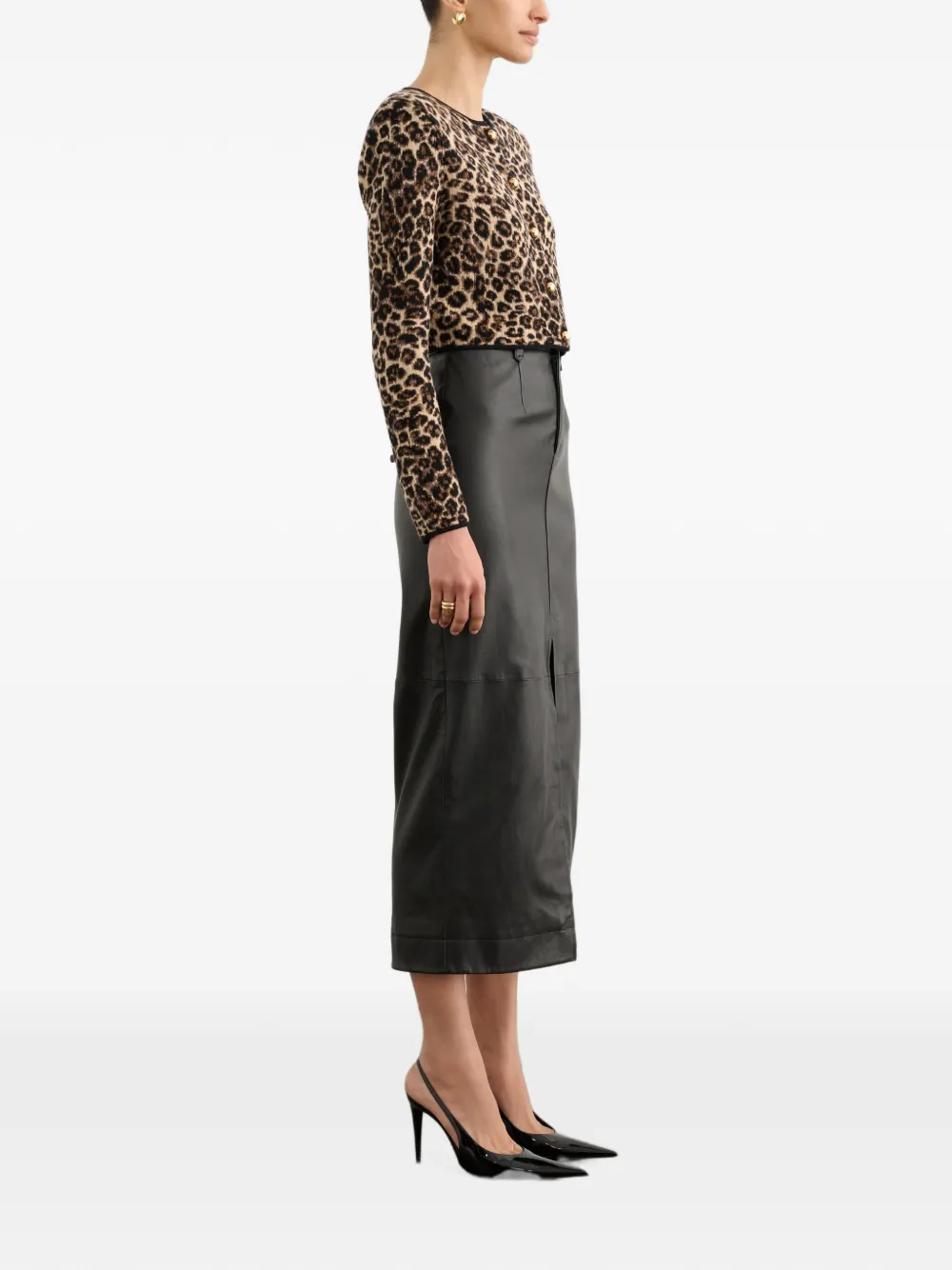 Toccin Indira cropped vest met luipaardprint Beige
