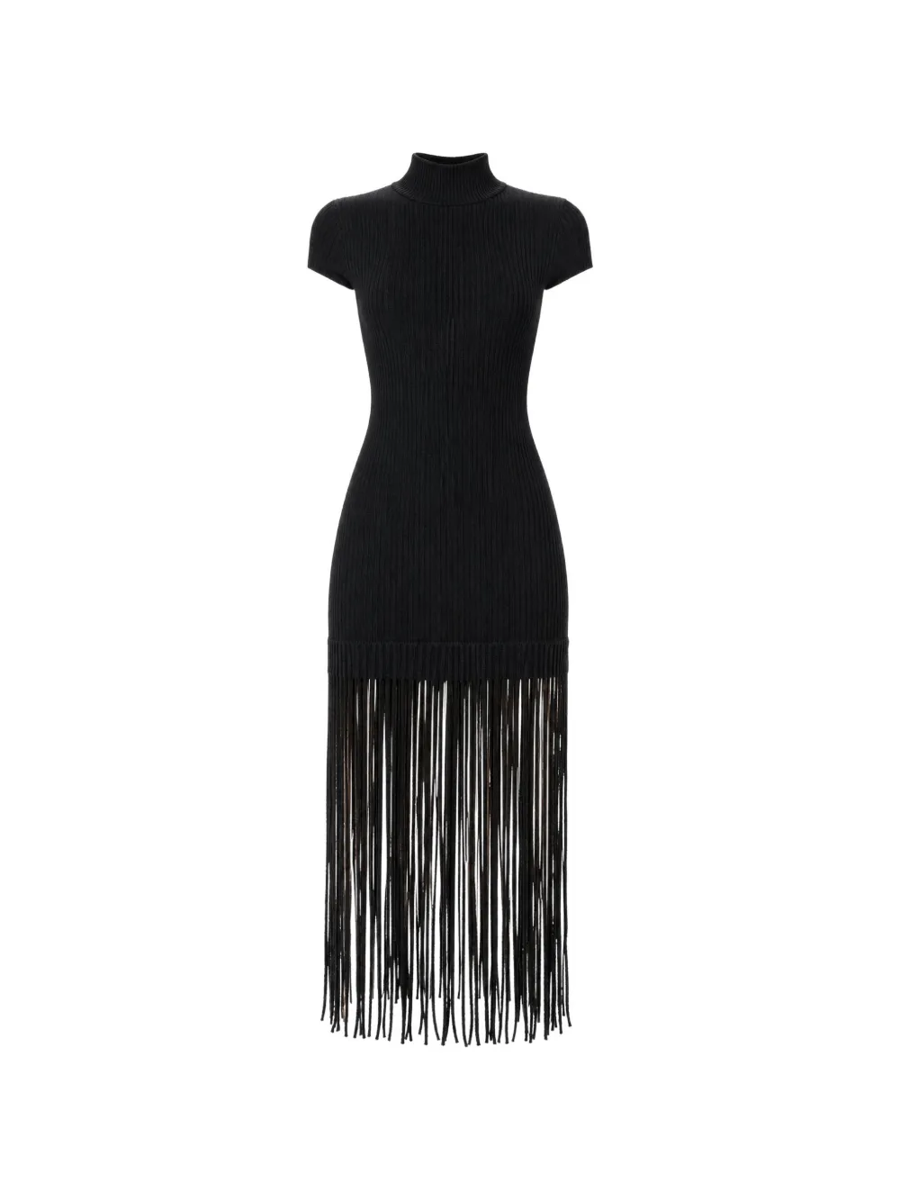 Toccin Jada fringe-trim mock-neck mini dress - Schwarz