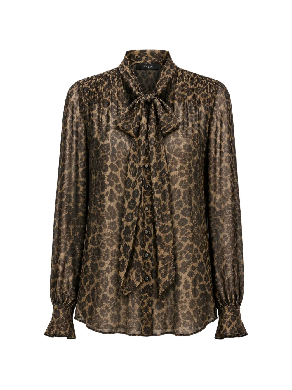 Toccin Kaila leopard-print tie-neck blouse - Marrone