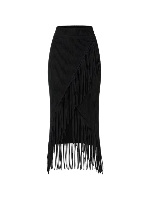 Toccin jupe mi-longue asymétrique Giana à franges