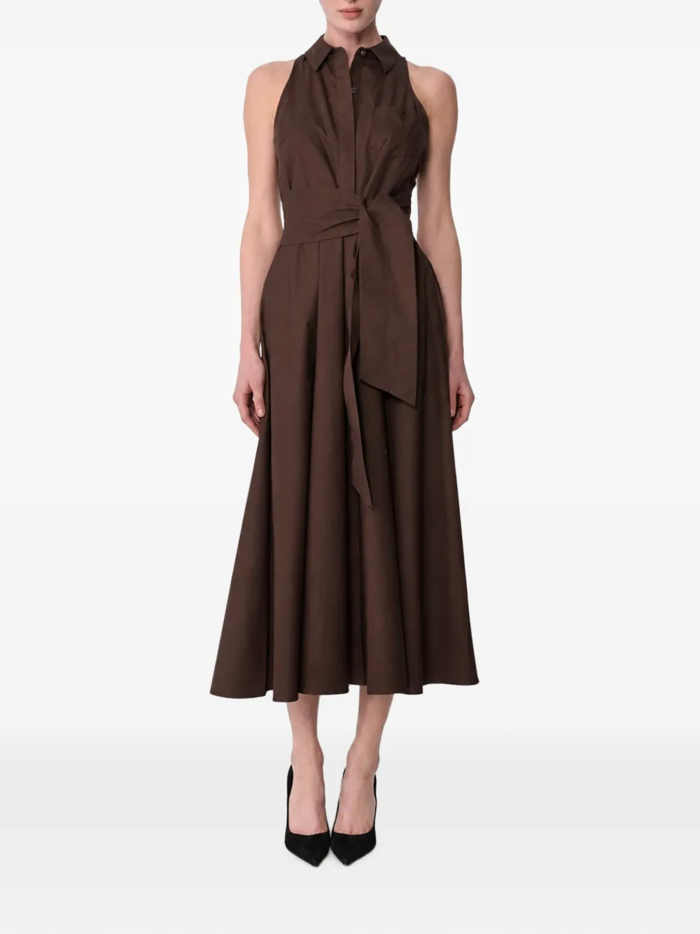 Toccin Chelsea blousejurk met gestrikte voorkant Bruin