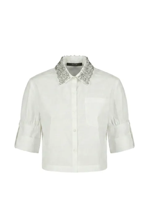 Toccin Zadie crystal-embellished crop shirt