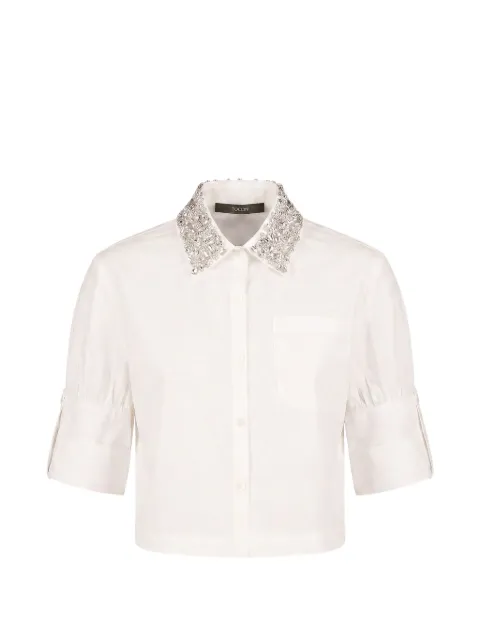 Toccin Zadie crystal-embellished crop shirt