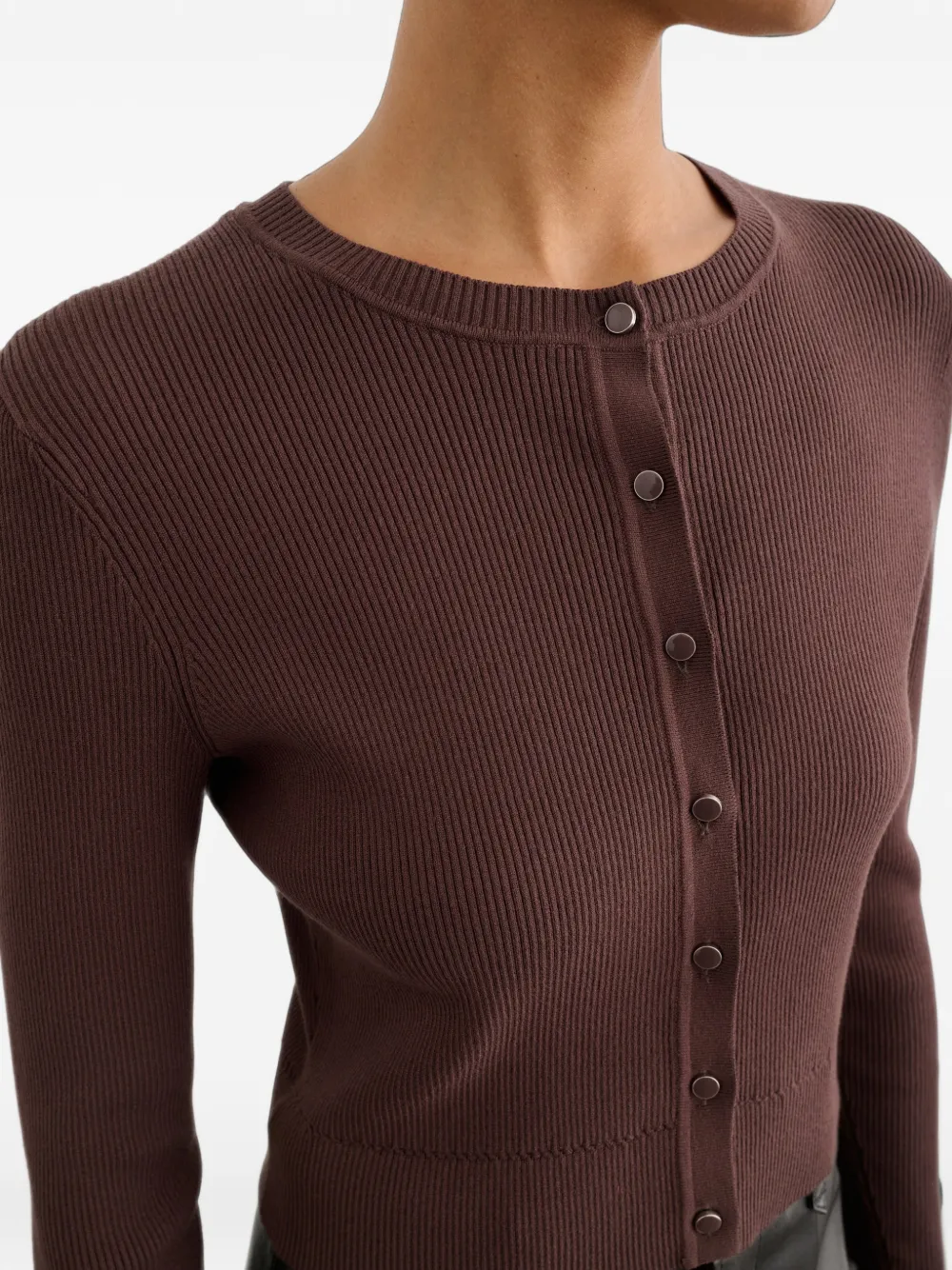 Toccin Zoe cropped ribgebreid vest Bruin