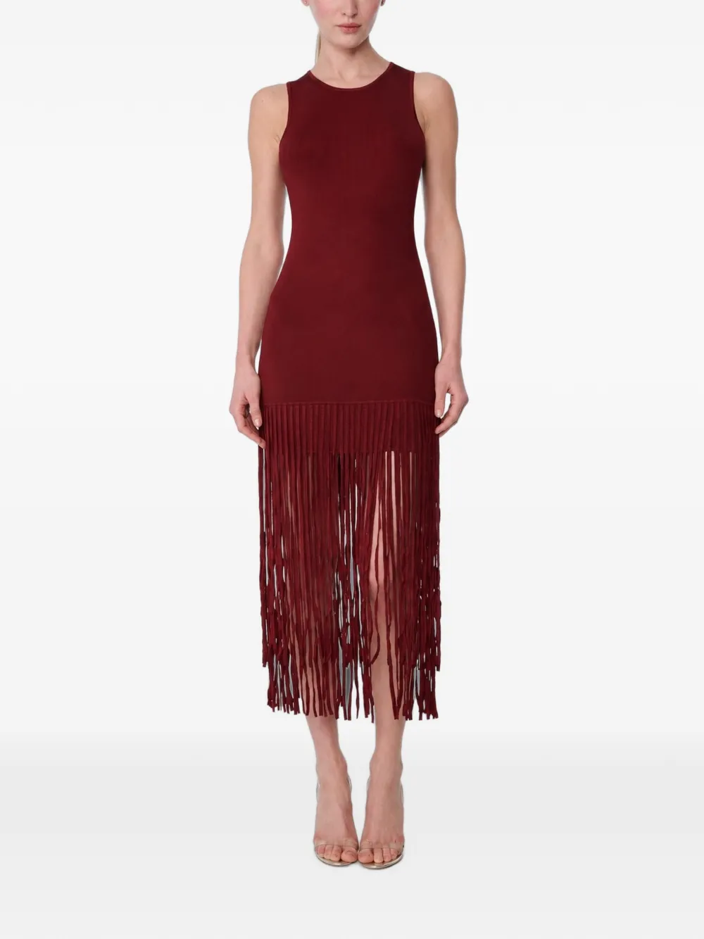 Toccin Margaux mini-jurk met franje afwerking Rood