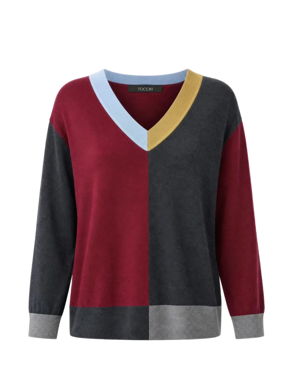 Toccin Sia colour-block V-neck sweater - Rot