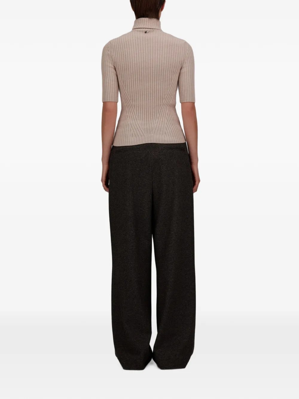 Herno Ribgebreide trui met korte mouwen Beige