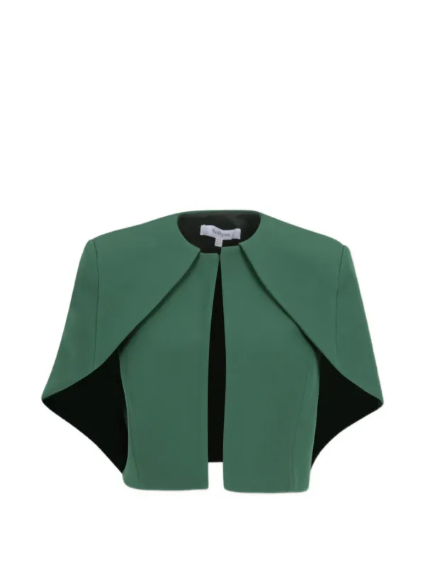 Safiyaa Cropped Layered-detail Cape in Green