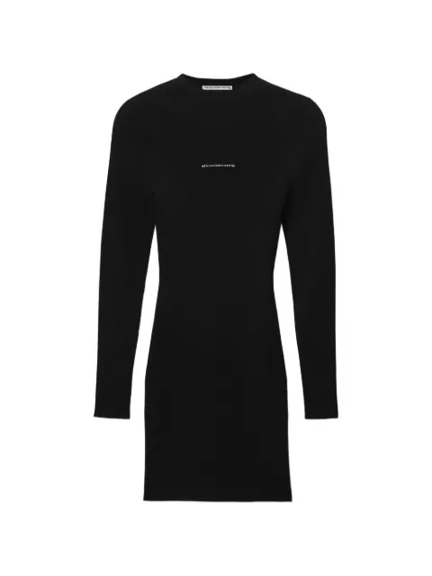 Alexander Wang vestido texturizado con logo y cuello redondo