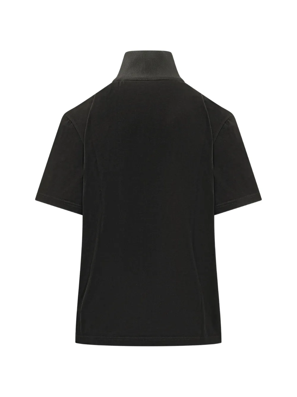 Courrèges T-shirt met geribbelde kraag en rits Zwart