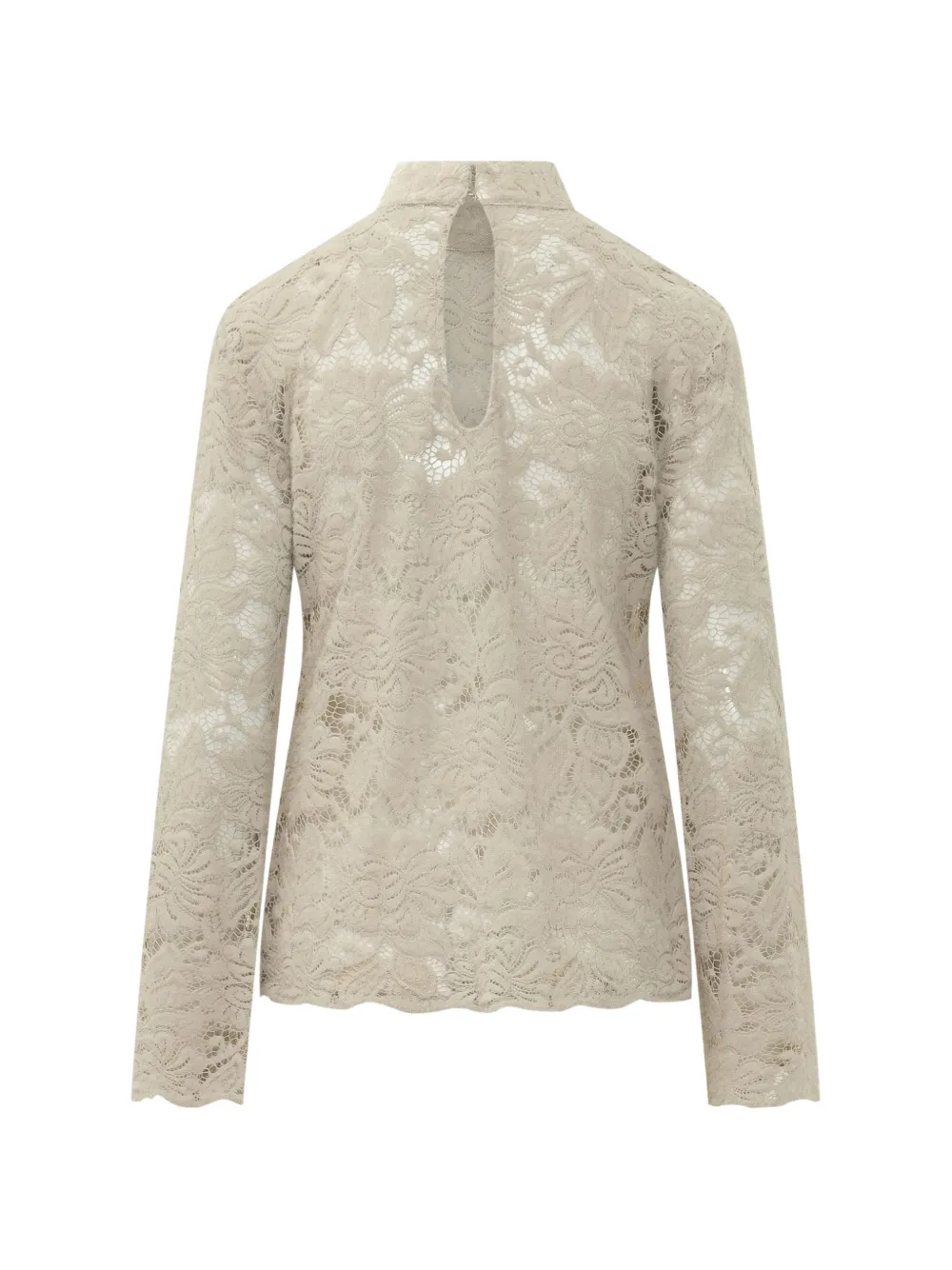 LE SULLY STUDIO Blouse met hoge hals en kant Beige