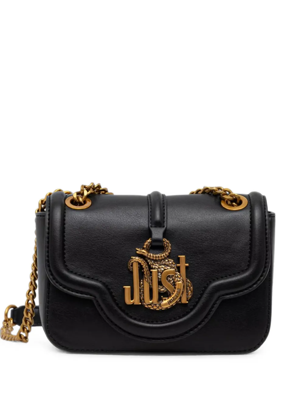 Just Cavalli snake-plaque chain-link shoulder bag - Nero