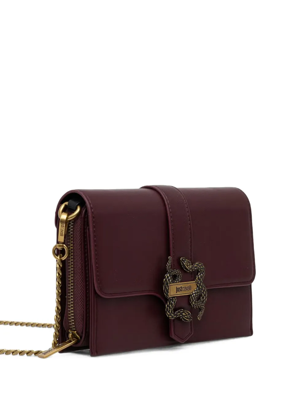 Just Cavalli snake-plaque chain-link clutch bag Rood