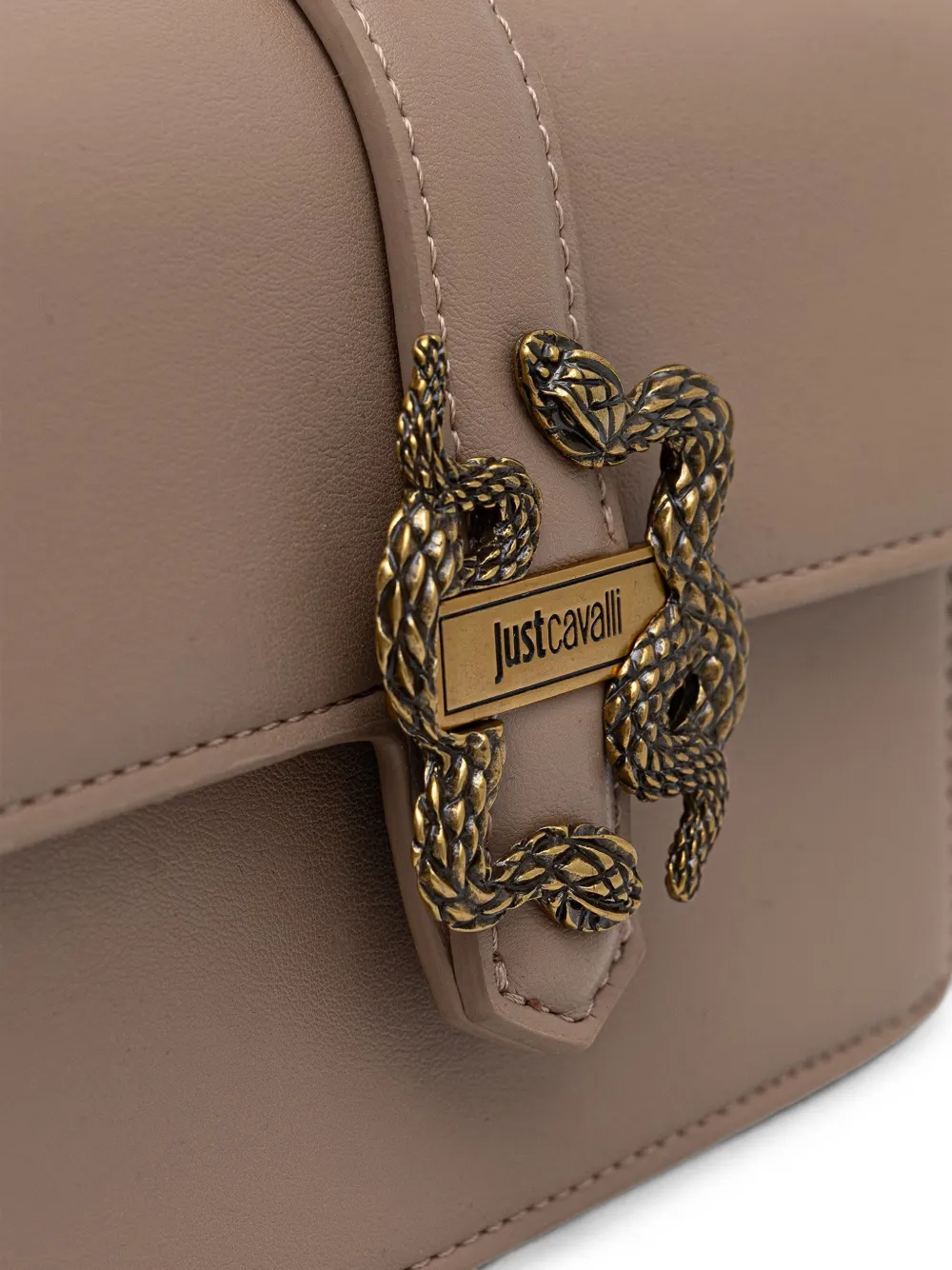Just Cavalli Mini-tas met slangenplakkaat Beige