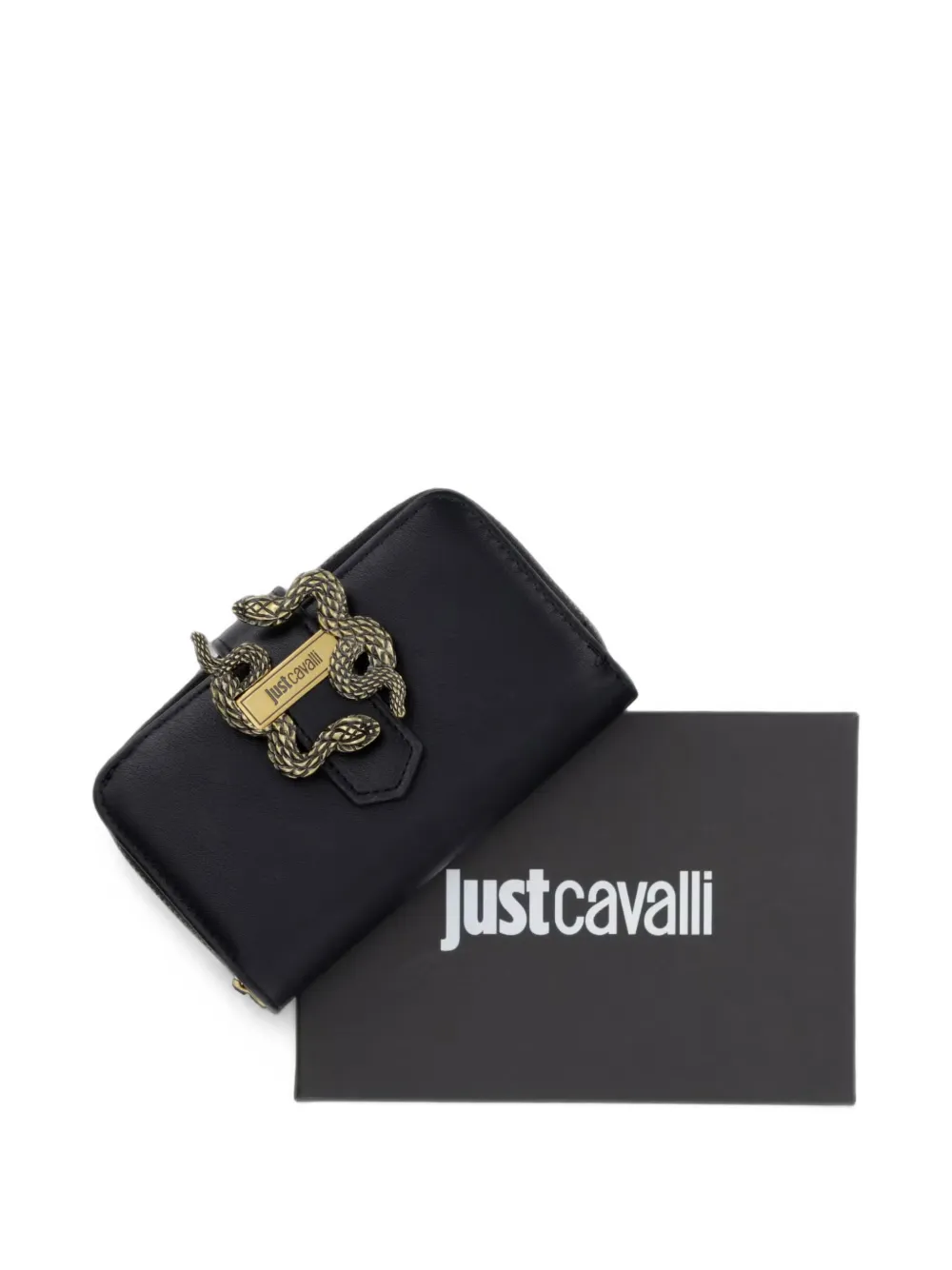 Just Cavalli Iconic Snakes portemonnee met logo-plakkaat Zwart